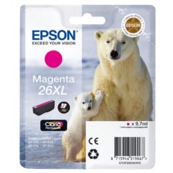 Epson Polar Bear 26XL Claria Premium Ink, High Yield Ink Cartridge, Magenta Single Pack, T26334010